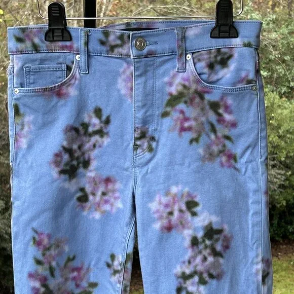Hudson Barbara High Waist Skinny Ankle Jeans Pant Blue Blurred Floral USA Sz 28 - Picture 10 of 16